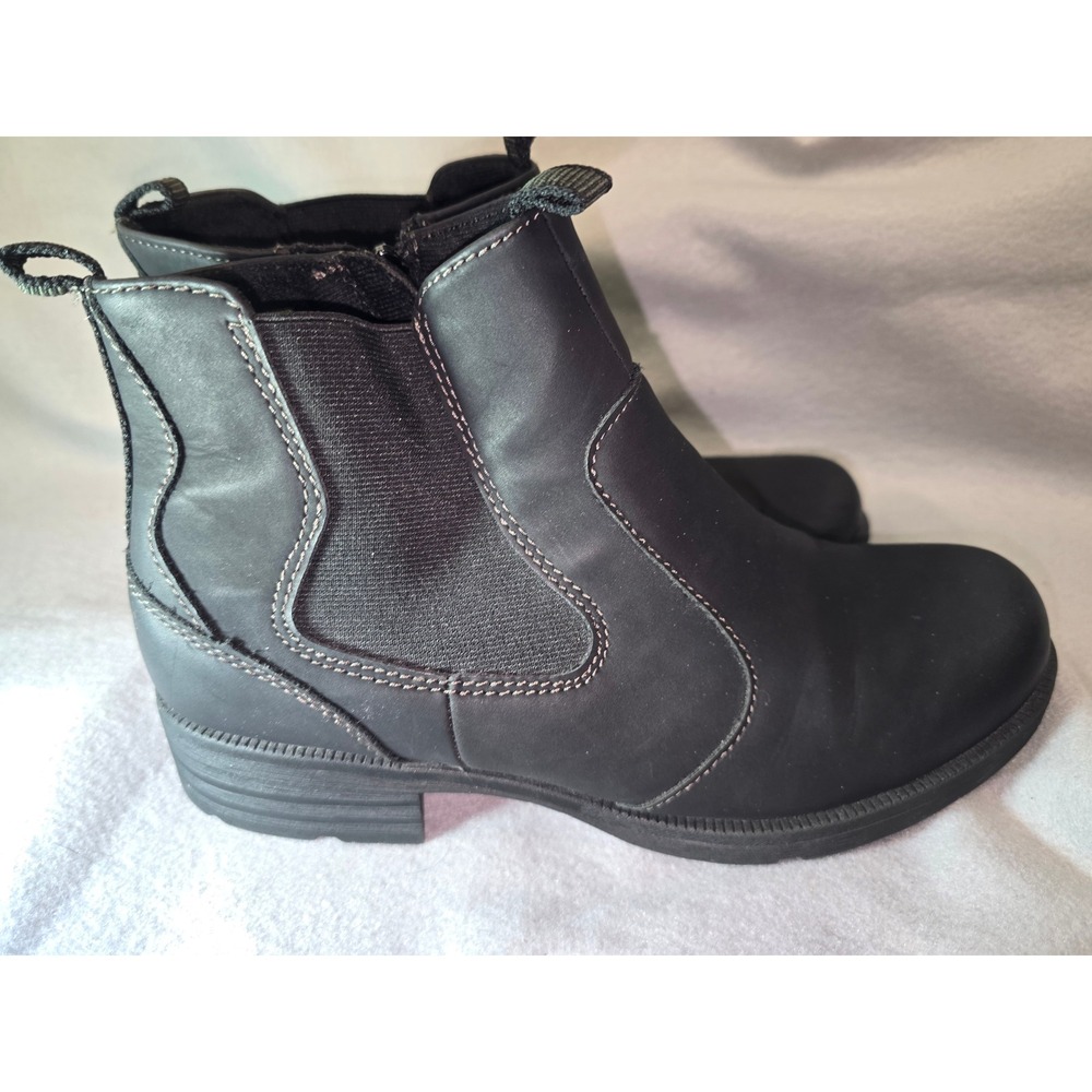 Earth Origins Rylane Black Leather Side Zip Ankle Boots Women's Size 9